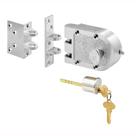 Prime-Line Bronze Deadlock with Single Cylinder and Angle Strike, Chrome Finish (Single Pack) SE 15332